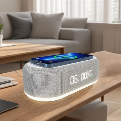 GlowCharge™ 4-in-1 Wireless Charging Alarm Clock Lamp